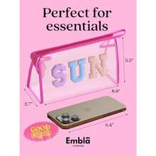 Embla - Bolsa de maquillaje transparente para mujer con bolsa con cierre organizador de bolsa de cosméticos transparente para viajes bolsa de aseo de viaje aprobada por la TSA accesorios de viaje - COSAS Azul - Ver 2