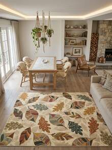 1pc Modern Fashionable Fresh INS Style - Colorful Leaf Cartoon Pattern - Soft Faux Cashmere Area Rug, Suitable For Bathroom, Kitchen, Entrance, Hallway, Bedside, Living Room, Bedroom, Etc., All-Season Machine Washable Large Size Floor Mat, Aesthetic Home Decor - Multicolor - View 4