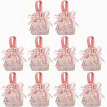 10pcs Elegant Candy Bags, Suitable For Weddings, Minimalist Design Candy Bags, Premium Party Candy Bags, High-Quality Fabric Candy Bags - View 1
