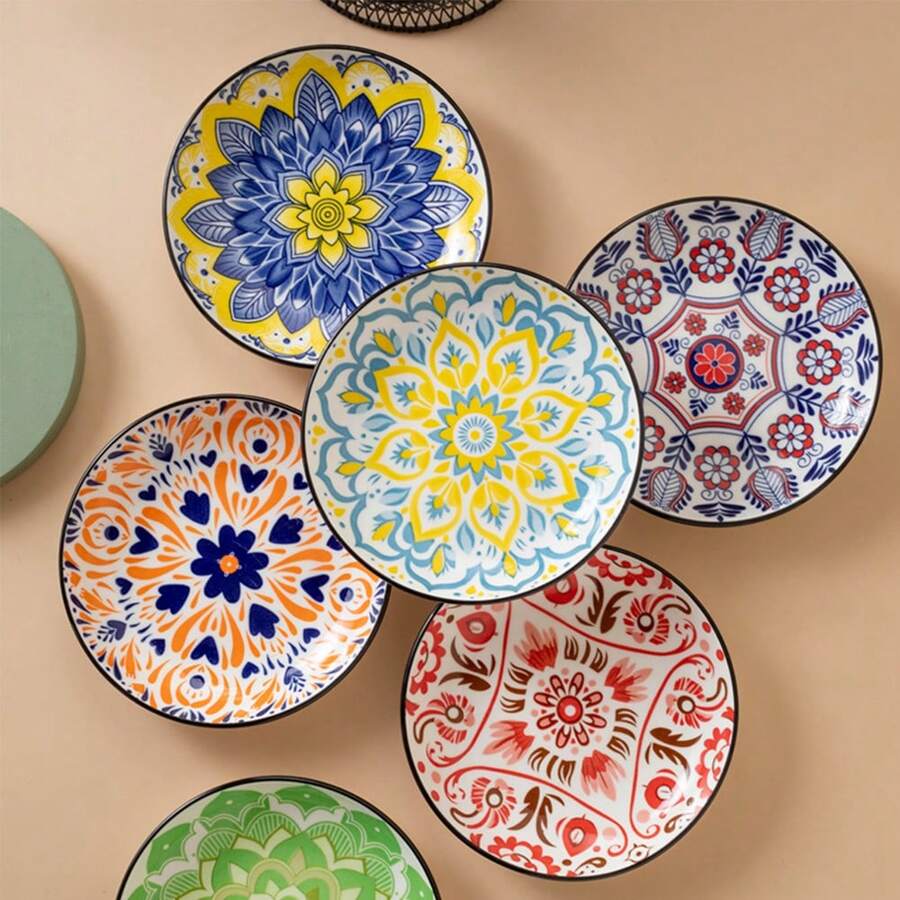 shuo ni mao yi Pet Cat And Dog Bowl Ceramic Feeding Tray Cat Food And Dog Food Bowl High-Speed Iron Frame With Neck Protection And Anti Choking Pet Food Bowl Bohemian Plate Pet Food Bowl - 200ml - View 1