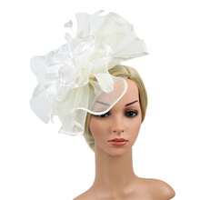 Feather Headpiece Hair Clip Headband Dual-Use Kentucky Derby Veil Hat Photoshoot Bridal Veil Headpiece - Multicolor - View 7