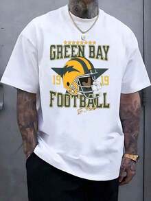 Camiseta de moda de nueva temporada de primavera y verano para la calle 100% Algodón - Green Bay  S-XXXL Camiseta del equipo de fútbol Green Bay , Camiseta con estampado gráfico de los Green Bay , Camiseta deportiva de ocio para hombres y mujeres, Camiseta con diseño único de los Green Bay Football, Unisex para adultos, Regalo para fans. - Negro 7 - Ver 20