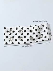 1pc Fashionable Punk Headband, Gothic Style Soft Non-Slip Elastic Hollow Dot Print Headband, Suitable For Beach, Holiday, Yoga, Daily Wear - White Polka Dots - View 4