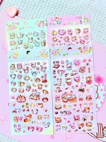Adesivos 3D Brilhantes com Bolhas | Ideais para Celular/Ursinho de Pelúcia/Copo/Câmera, Doces e Descolados, Mágicos para Festas, Scrapbook Vintage - Multicolorido - Ver 2