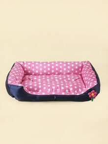 LANGXINGCS 1pc Square Floral Pet Bed, Cool Material Polka Dot Pattern With Unique 3D Flower Decor, Cute Cat/Dog Cooling Bed Suitable For Small/Medium/Large Pets - Multicolor - View 10