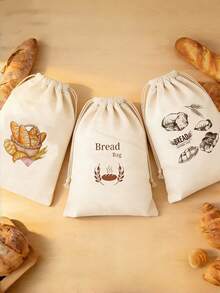 3Pcs Bread Bag Linen Bread Bags For Homemade Bread Container, 15.7 *11.8 Inches Unbleached & Reusable Bread Storage, Natural Large Storage For Artisan Bread - View 8