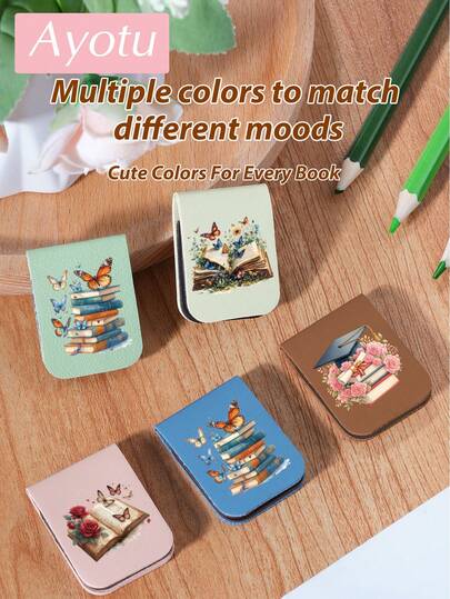 Ayotu 1pc Book & Flower Pattern Magnetic Bookmark, Unisex Suitable For Books/Notebooks/Planners, Great Gift For Father, Boyfriend, Mother, Family, Perfect For Friends, Classmates, Family, Teachers, Book Lovers, Book Accessories