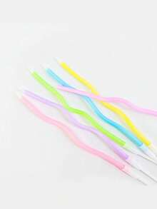 6pcs Pearlescent Macaron Color Roman Column Diamond Pattern Curved Birthday Party Cake Decorative Candles - View 9