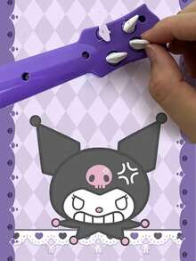 SANRIO 1pc Realistic Dynamic Music Guitar Toy Instrument, 4-String Electric Guitar Toy With Light & Sound Effects, Suitable For Children's Early Education, Plastic Material, Simulated Rock Music Instrument Toy - Multicolor - View 3