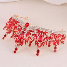 Baroque Vintage Rhinestone Crown For Women, Hair Accessory For Weddings, Princess Crown - Đỏ - Xem 4