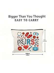 Nurse Print Makeup Bag, 7 Colors Cute Nursing Storage Pouch With Zipper, Portable Medical Themed Toiletry Organizer For Cosmetics, Brushes & Nursing Essentials, Ideal For Nurses, Nursing Students, Doctors & Medical Staff, Perfect For Nurse Week, Birthdays, Work, Travel & Appreciation Gifting, Versatile As Cosmetic Case, Pencil Bag & Healthcare Worker Gift Medicine Bag First Aid Bag Medicine Organizer Pill Case Pill Box Pill Organiser Pill Container For Home For Outdoor Cruise Essentials Travel Essential - Multicolor - View 9