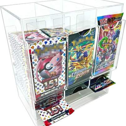 Distribuidor de tarjetas acrílico de 3 ranuras, caja de expansión de sobres de cartas de juego de cartas coleccionables, almacenamiento apilable