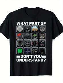 Airline Aircraft Airplane Pilot Tools Instruments Indicators T-Shirt - 180G - Black - View 6