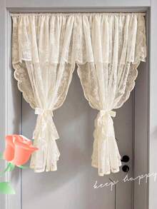1 buah Tirai Berenda Warna Beige, Tirai Pembatas Ruangan Gaya Bohemian Semi-Transparan dengan Motif Bunga yang Nyaman, Tirai Jendela Dekoratif untuk Kamar Tidur, Ruang Tamu, Dekorasi Rumah, Cocok untuk Semua Musim (Pengikat Tirai Tidak Termasuk) - MultiWarna - View 5
