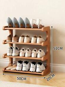 1pc 4-Tier Multifunctional Bamboo Shoe Rack - Tall Narrow Shoe Organizer Rack For Small Spaces, Multipurpose Display Shelf For Entryway, Closet, Corner, Doorway, Space-Saving Shoe Storage, Boxes, Cabinet, Shelves - Khaki - View 7