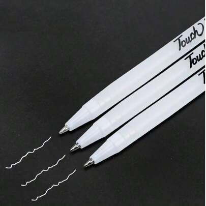 Middle East Version, 1pc/3pcs/6pcs White High-Gloss Gel Pen, High-Gloss White, Suitable For Meeting Parties, Sign-In Notes, DIY Drawing.