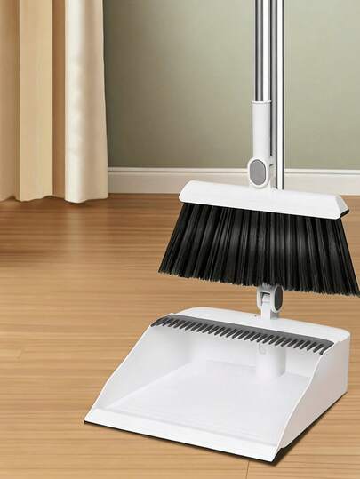 2pcs/1 Set Long Handled Floor Cleaning Broom And Dustpan Set, Rotatable Broom And Dustpan With Comb, Used To Remove Dust And Garbage, Suitable For Multiple Scenarios In Homes And Offices