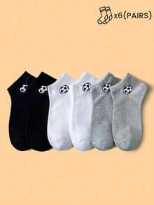 1/6/15/30 pares de calcetines de tobillo para niños/niños con diseño de fútbol en negro, blanco y gris, calcetines deportivos minimalistas, casuales, transpirables y que absorben la humedad, adecuados para deportes, escuela, exteriores, color aleatorio - Multicolor - Ver 18