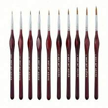 10 Piece Wood Detail Painting Brush Set Miniature Brushes With Triangular Handles For Fine Detail And Art Painting - Acrylic, Watercolor, Oil Painting, Acrylic Paint Pens, Chalk Set, Art Painting Pen Set, Boutique Art Brushes - 10pcs - View 9