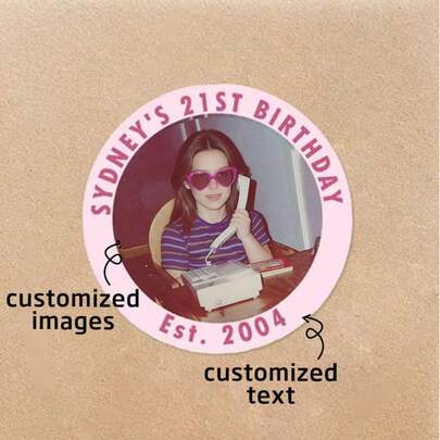 4*4cm 1/20pcs Customized 21-Day Photo Stickers, 21st Birthday Stickers, Personalized Birthday Party Stickers, Baby Shower Stickers,For Family