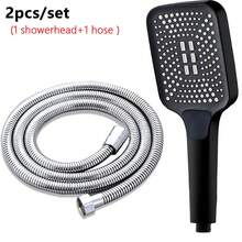 3 Gear Pressurized Shower Head With 1.5m Hose. Silicone Nozzles Anti Clog. Soft Mixed Pulse Sprays Universal Bathroom Shower Accessory. - 1 Black Showerhead+1 1.5m Water Pipe - View 10