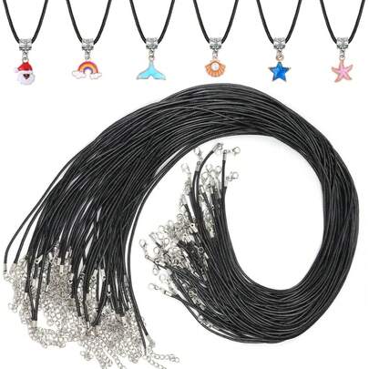 50cm Black Waxed Necklace Cord With Clasp Bulk For Bracelet Necklace And Jewelry Making