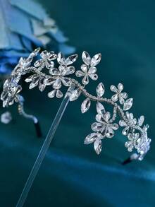 1pc Elegant Handmade Crystal Headband, Suitable For Bride, Bridesmaid, Party, Celebration, Birthday Gift - Silver - View 8