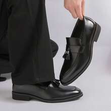 Mocasines con flecos negros para hombres, de moda y vintage, adecuados para uso empresarial y casual en todas las estaciones - Negro - Ver 6