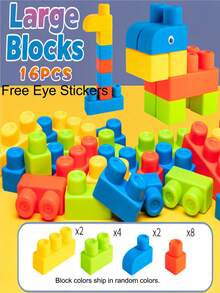 16/21/37/50pcs Large Soft Bite & Boilable Building Blocks, Children Educational Toys With Storage Bin, Suitable For Boys & Girls 3+ Years Old - Multicolor - View 13