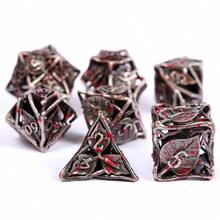 7pcs Red Bloodstain Metal Dice Set, Suitable For Role-Playing RPG Tabletop Card Games - Multicolor - View 5