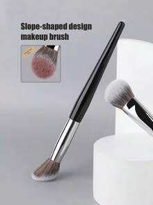1支 #47 专业粉底刷，歌舞伎刷头，适用于粉底、修容、阴影，女士面部底妆，美妆工具，女士挚爱单品，节日派对礼物 - 黑色 - 查看 1