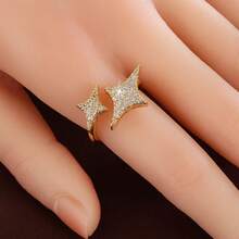 1pc Fashion Four-Pointed Star Design Cubic Zirconia Adjustable Ring For Women - Multicolor - View 6