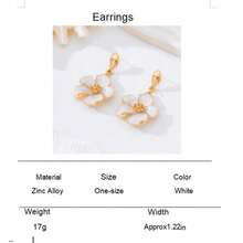 1 Pair Elegant Sweet Luxury Oil Drop White Flower Earrings, Suitable For Daily And Vacation Outfits - White - View 7