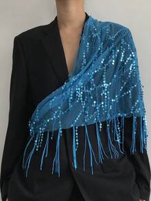 1件肚皮舞腰链街舞臀巾爵士舞配饰三角巾亮片流苏腰带臀帘方舞腰巾 - 彩色 - 查看 8