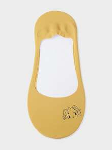 1/3/5 Pairs Women's Invisible Boat Socks, Breathable Non-Smelly, Silicone Non-Slip Heel, Cartoon Print Low-Cut Invisible Socks - Multicolor - View 17