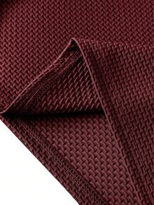 1pc Exquisite Embroidered Pattern Men's Business Casual POLO Shirt, Plus Size, Comfortable Fabric, Suitable For Spring/Summer Wear, Layering, Travel, Golf/Tennis, Casual Daily Wear, Ideal Gift For Men - Burgundy - View 5