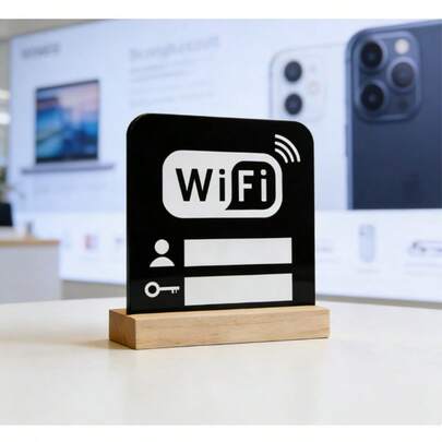 Letrero de WiFi de acrílico - Exhibición decorativa premium para frentes comerciales