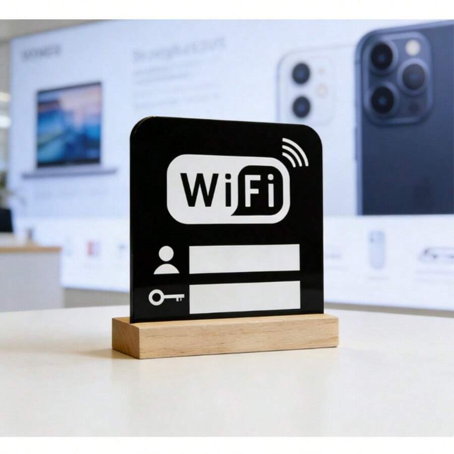 Acrylic WiFi Sign – Premium Decorative Display For Commercial Store Fronts - Type C - View 1