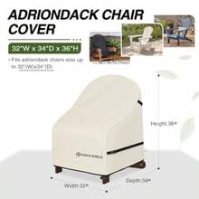 Porch Shield Paquete de 2 fundas impermeables para silla Adirondack para patio se adapta a sillas de exterior de 32 pulgadas de ancho x 34 pulgadas de profundidad x 36 pulgadas - Beis - Ver 2