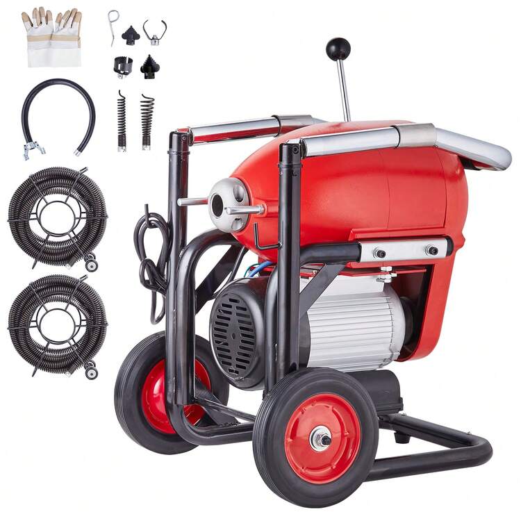 Drain Cleaner Machine 120FT X 6/5 Inch, 1100W Electric Sewer Snake Auger Manual Feed - With 6 Cutters And CW/CCW Control For 4" To 8" Pipes - Medium Sectional, 1100W, 6/5 Inch, 120 Ft - View 8