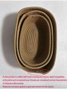 1个大容量椭圆形手工编织收纳篮，波西米亚风格编织篮，椭圆形编织收纳篮，适合存放小物件和其他物品，适用于厨房、浴室、杂物间、卧室、客厅、宿舍、书桌、梳妆台、家居装饰、浴室收纳，也适合存放零食。 - 卡其色 - 查看 11