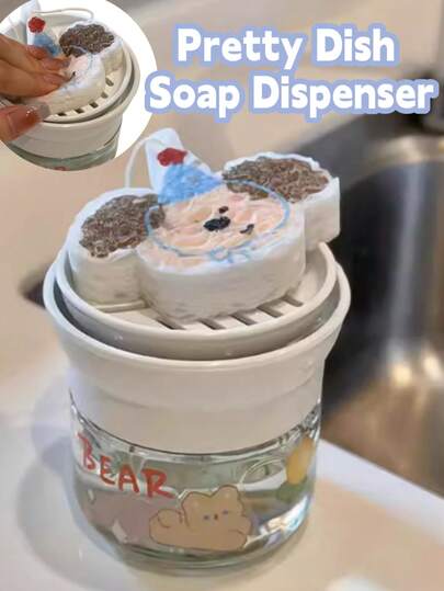 1个升级版洗洁精分配器 - 泡沫泵瓶，适用于厨房，大容量洗涤剂容器，采用泡沫增强技术 | 压力喷雾器，适用于洗涤液、洗手液、多用途清洁剂