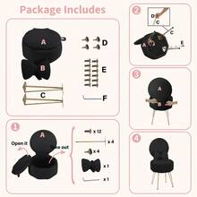 Dressing Table Chair, Vanity Chair With Storage And Metal Legs, Makeup Vanity Stool With Pillow & Foldable Backrest, Accent Chairs For Bedroom Makeup, Home Decor - Black - View 6
