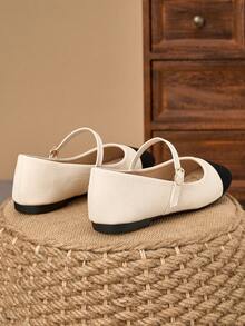 MonaNise Women's Fashion Square Toe Brown Low Vamp Patchwork Apricot Bow Flat Shoes, Suitable For Outdoor Activities In Autumn, Available In Black, White, Burgundy, Khaki, Versatile - Black and White - View 7