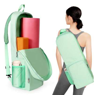 1 túi đựng thảm yoga, túi đeo vai chống thấm nước, dung tích lớn, có ngăn chia đồ ướt, túi đựng đồ thể thao di động kèm ngăn đựng bình nước.