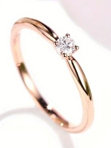 1 chiếc nhẫn vuông thanh lịch dành cho nữ, đính đá Cubic Zirconia, thích hợp làm quà tặng ngày Valentine hoặc để đeo trong đám cưới/tiệc tùng. - Hoa hồng vàng - Xem 12
