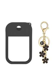 2pcs/1pc 1oz (30ml) Hand Sanitizer Spray Bottle Silicone Protective Case, Shiny Glitter, A-Z 26 Letter Flower Keychain Design, Scratch-Resistant, Waterproof, Reusable Sleeve For Travel, Gifts, Halloween, Christmas - Black - View 17