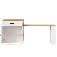 Kitchen Island / Kitchen Cabinet / Buffet Cabinet / Bar Cabinet, With Pull-Out Table, 2 Drawers, 4 Doors, Black/White - White - View 11