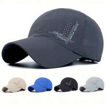 Summer Breathable Perforated Quick-Drying Baseball Hat For Women Men Letter Embroidery Fishing Sun Protection Peaked Cap Cycling Travel Sports Hat - Multicolor - View 3