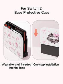 1 Set Cute Cartoon Pink Floral Pattern Compatible With Switch2 (2025)/Switch NS/Switch OLED Game Console Accessories, Including Protective Case/Dock Cover/Storage Bag, TPU Soft Shell, Stylish And Practical, Portable Stand, Shockproof, Scratch-Resistant, Anti-Fouling, Romantic Gift - Multicolor - View 6